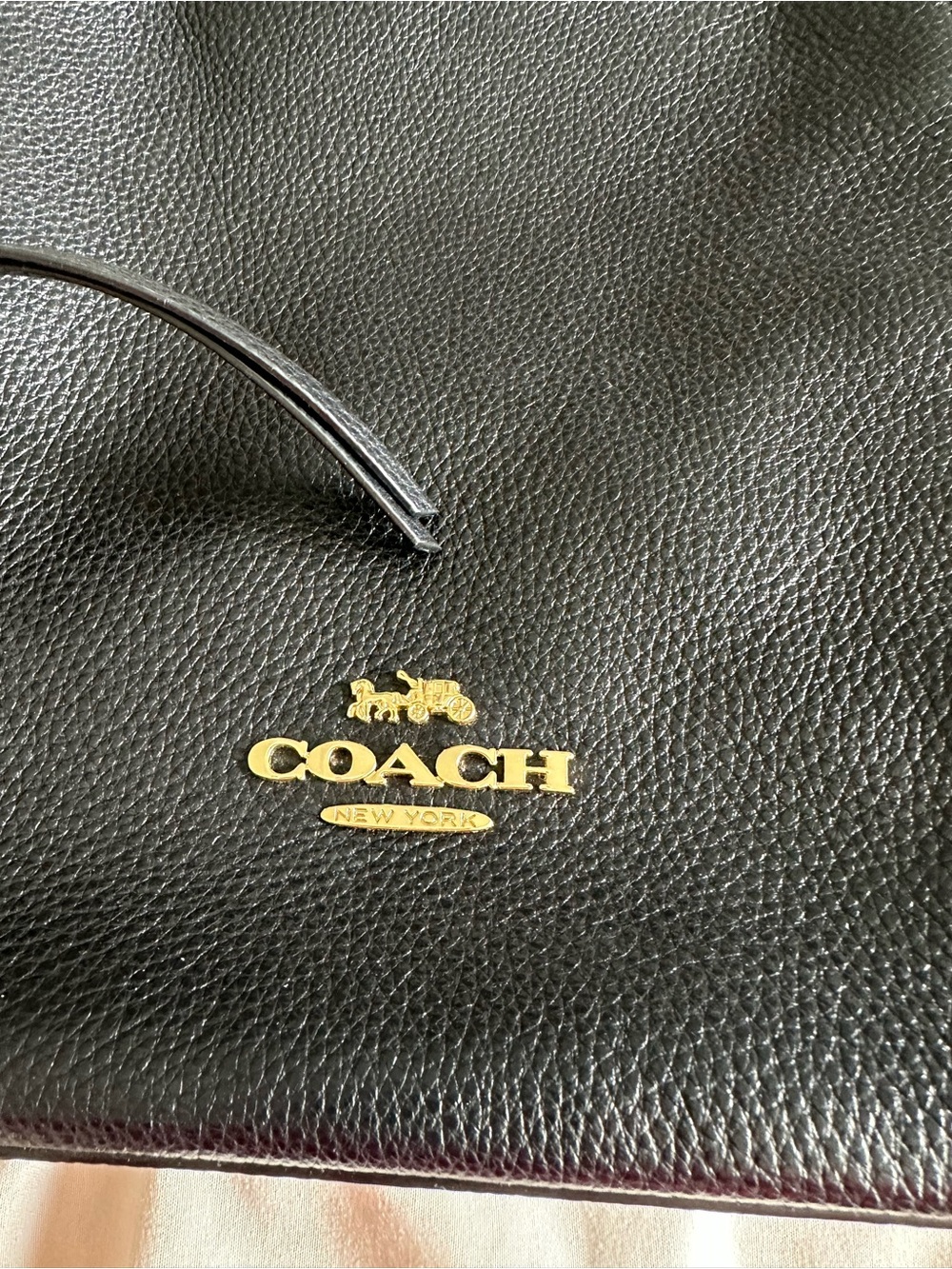 Coach Black Pebbled Leather Shoulder Bag with Gold Hardware - Picture 2 of 7